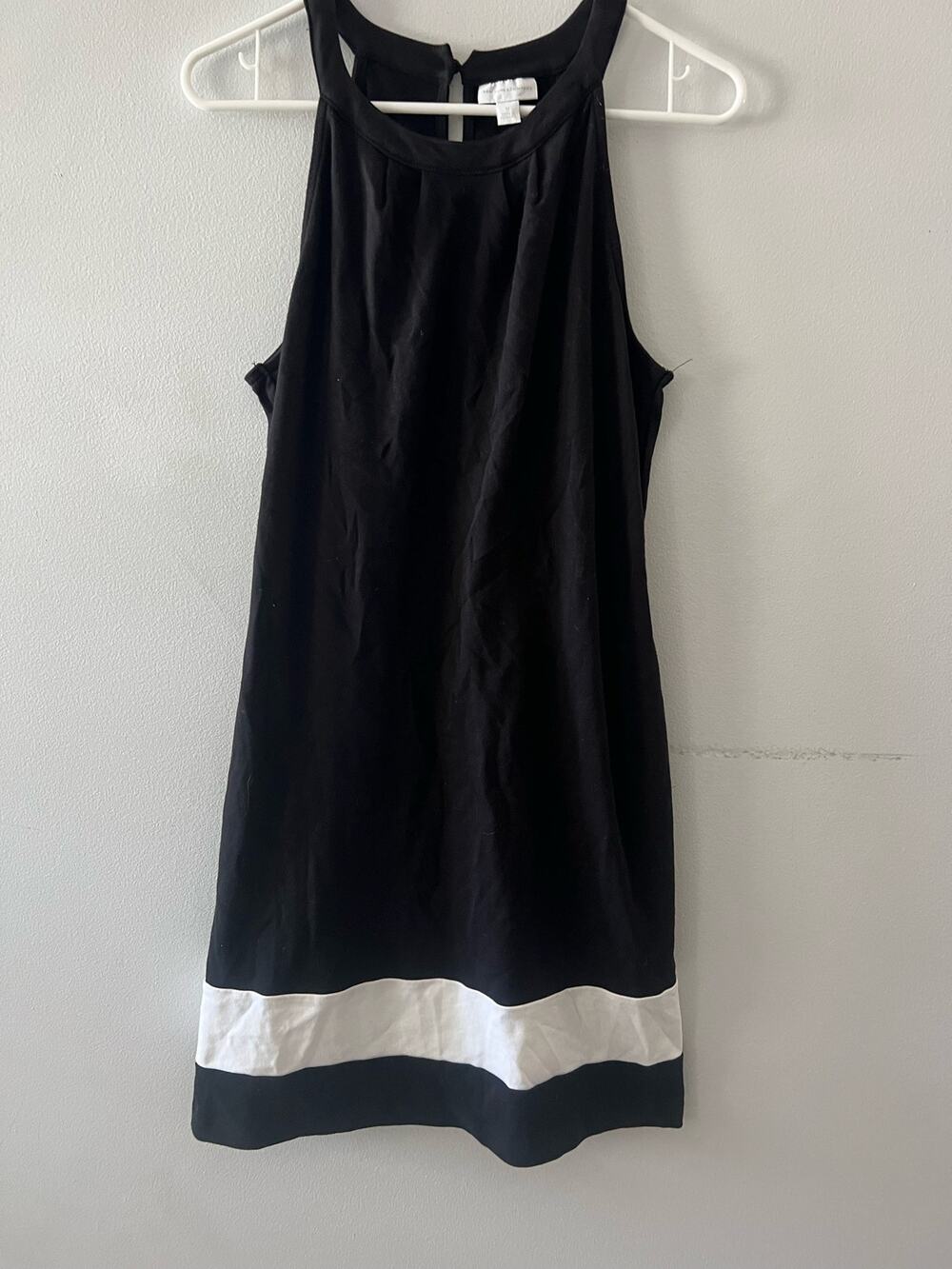 New York & Company Dress Women's Medium Black Sleeveless Cocktail Office Cotton